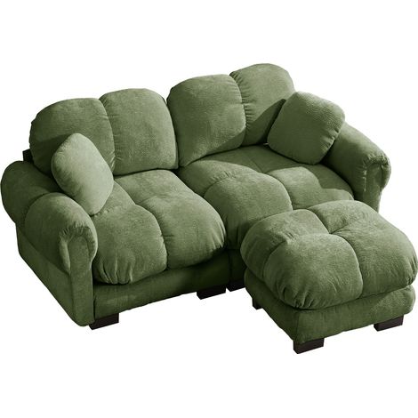 Modulares L-Ecksofa aus grüner Chenille, 2-Sitzer (1/5)