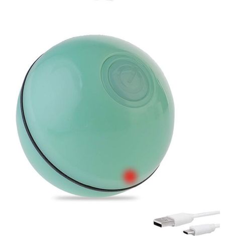Balle Interactive Intelligente de Jouet pour Chat Boule de Roulement Automatique pour Jouet Rechargeable USB pour Chat Animal de Compagnie avec la Boule de Rotation de Lumière LED 360 Degrés (Vert) (1/4)