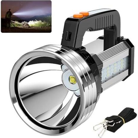 Lampe torche LED professionnelle et puissante, batterie rechargeable 10 000 mAh, 2 000 lm, portée de 800 m, 6 modes d'éclairage, étanche IPX4, ultra-portable pour le camping, le vélo et l'alpinisme. (1/4)