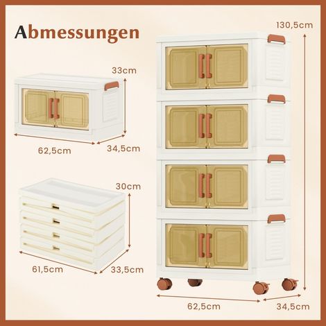 Faltbare Aufbewahrungsbox mit Deckel, Rollen, transparenten Türen, 208 l