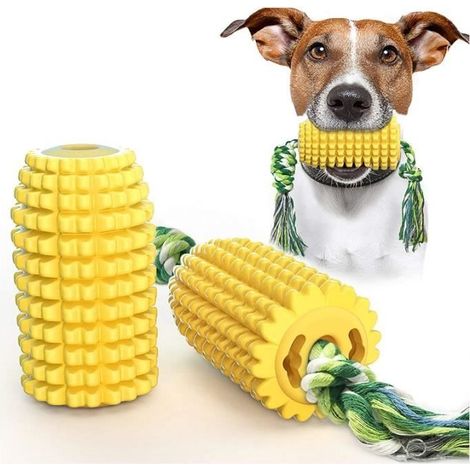 Jouet à mâcher - Caoutchouc indestructible - Sangles en coton - Pour chien moyen - Dents propres (1/4)