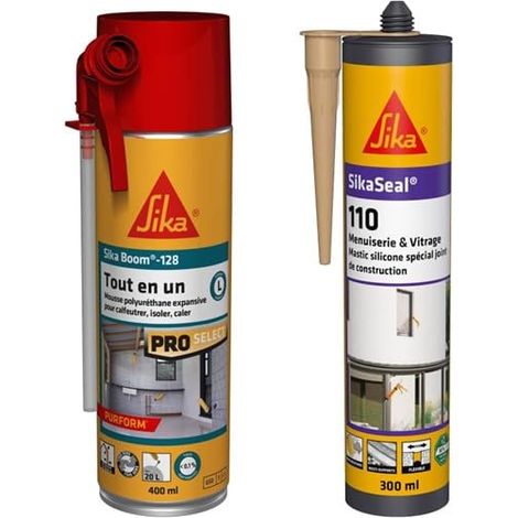 Mousse polyuréthane expansive - Usage tous sens - Expansion 20L - 400ml - Blanc + Mastic Silicone pour joint de menuiserie (1/5)