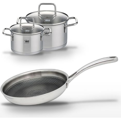 Lot Poêle 24 cm & 2 Faitouts 16/20 cm Elo Relief Evolution (1/5)