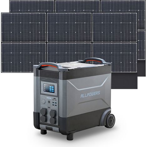 ALLPOWERS Estación de energía portátil R4000 con 2 x 600W Paneles Solares, batería LFP de 3456Wh, 4 Tomas CA 4000W (6000W Pico), Carga Rápida de 1.2H, generador solar para Acampar, Cortes, UPS Backup (1/5)
