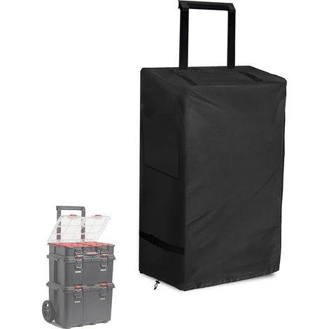 Housse de boîte à outils roulante en tissu Oxford résistant à la poussière et à l'humidité – Housse de protection empilable avec roues pour rangement extérieur – Noir – 540 x 450 x 70 cm (1/5)