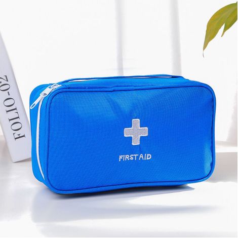 Botiquín de primeros auxilios portátil para viaje, minibolsito médico, bolsa de almacenamiento vacía, azul (1/5)