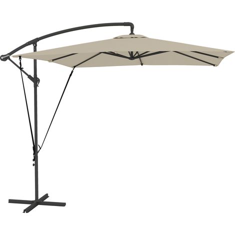 Parasol Quarryfield déporté inclinable kaki résistant UV stabilité optimale 247x247cm (1/5)