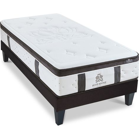 Ensemble Suite Divine 90x200 cm Matelas Mousse + Sommier Bois (1/5)