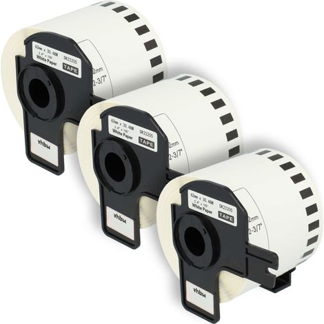 vhbw 3x Label Roll with Holder 62mm x 30.48m (1 Label) compatible with Brother PT QL-710W, QL650TD, QL-700, QL-710 Label Maker (1/4)