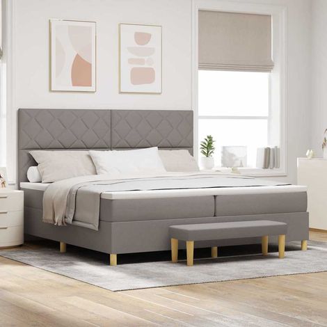 vidaXL Lit à ressorts avec coussin Taupe 200 x 200 cm tissu (1/5)