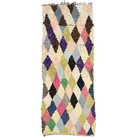 Authentique tapis berbère 100x245 multicolore BOUCHAROUETTE 61