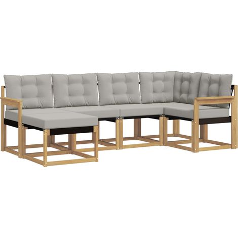Set di divani da esterno 6 pcs Bianco e Grigio Chiaro vidaXL