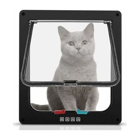 Noir chatière pour Chat avec magnétique à 4 Voies, Porte pour Animaux de Compagnie pour Chats et Petits Chiens, Porte pour Chat avec Tunnel,XL (1/5)