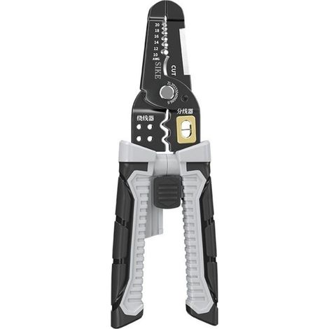 Pince noire/grise dénuder – Grade industriel – Sertissage durable – Pour électricien – Légère 150g (1/5)