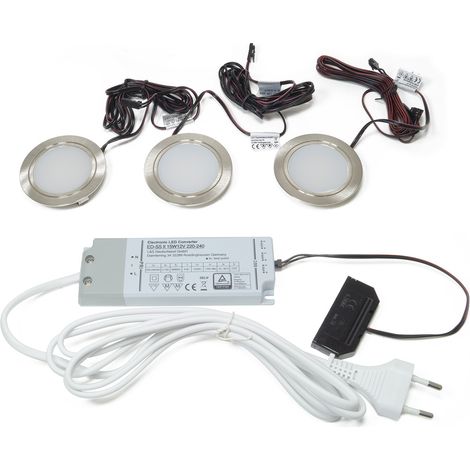 L&S 3-er Set LED-Leuchte Chip 58 12VDC 3x4W, NW, edelstahl