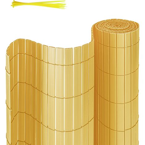 Randaco PVC Sichtschutzmatte Balkon – Stabiler Wind- & Sichtschutz für Garten, Terrasse & Zaun Bambus 160x300cm