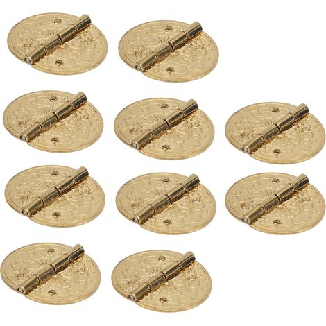 Lot de 10 mini charnières antiques rondes, design rétro exquis, charnières en laiton résistant à la corrosion pour boîte en bois (1/5)