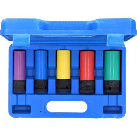BRILLIANT TOOLS 1/2" Juego de llaves de vaso de impacto para llantas de aluminio, 5 piezas - BT691010 (1/3)