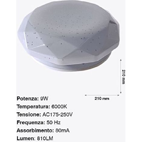 TrAdE Shop Traesio - Plafoniera Da Soffitto Faretto Led 9w Tondo Esagonale Pannello 810lm 21cm Design Moderno -