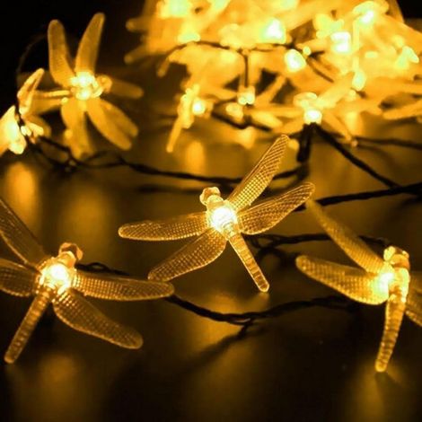 Solar-Lichterkette – 7 m, 50 LEDs – Dekorative Libelle – Ideal für Weihnachtsfeiern – Warmweißes Licht (1/5)