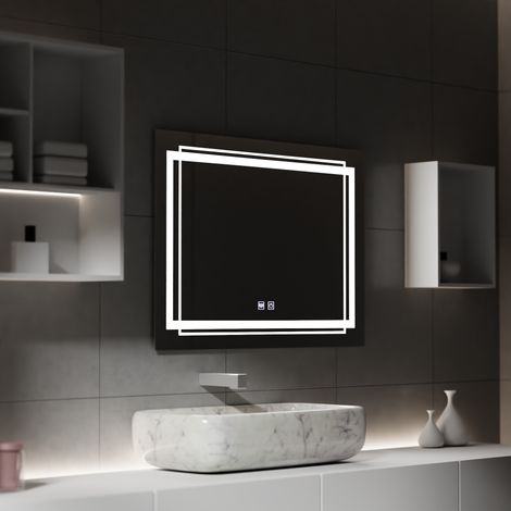 Miroir LED Rectangulaire 80x60 Touch Systeme Desembuage Gradable (1/5)