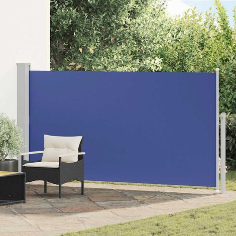 Auvent latéral rétractable de terrasse en polyester et acier bleu et gris vert 160 x 300 cm - PANGIVO (1/5)