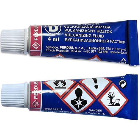 Colle liquide vulcanisante pour rustine - 2 tubes
