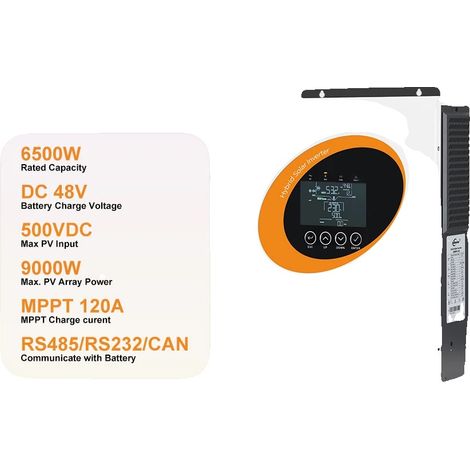 Inversor solar híbrido, 48 V CC, tecnología de onda sinusoidal pura, 6,5 kW-48 V, 220-240 V, 48 V (1/2)