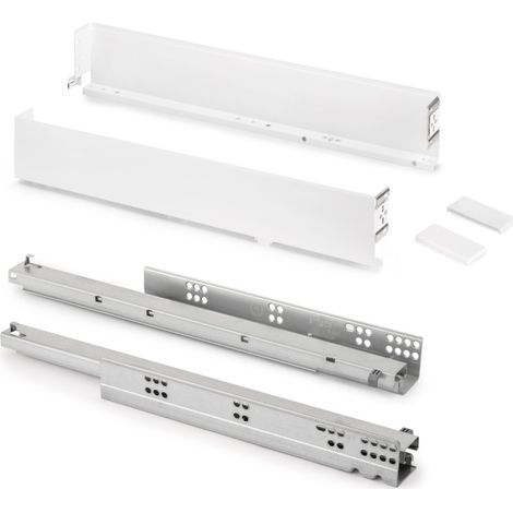 Emuca Cassetto esterno Simplex 25 kg, altezza 88 mm, profondità 440 mm, Acciaio, Verniciato bianco (1/4)