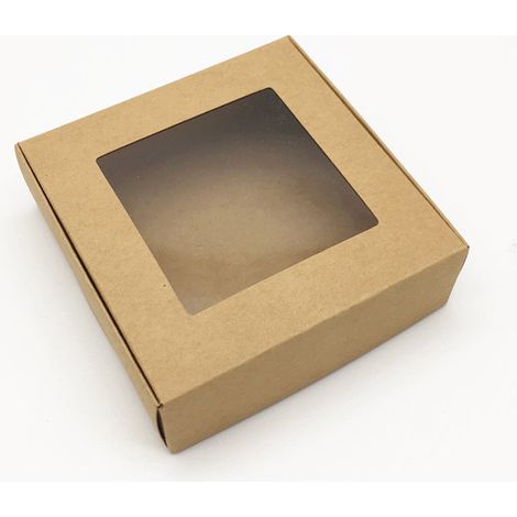 10 pièces boîte de papier fenêtre transparente boîte à savon bijoux cadeau emballage boîte cadeau de mariage boîte à bonbons(boîte de papier kraft fenêtre 656530mm) (1/5)