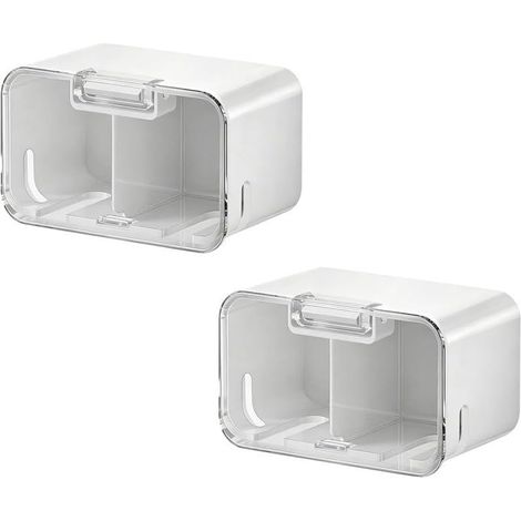 Set of 2 ventilated ABS plastic toothbrush holders (1/5)