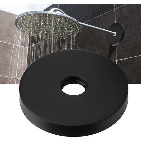 Brida de cubierta de collarín de ducha grande hecha de acero inoxidable 304 para kit de manguera de 1/2 pulgada G, negra [Collarín de ducha grande] [1/2 pulgada] [Acero inoxidable negro] (1/5)
