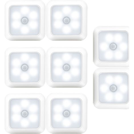 Veilleuse carrée à induction 8 pièces, veilleuse LED pour couloir, lumière blanche blanche, 882cm (1/5)
