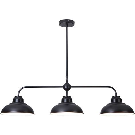 Lampada sospesa Dragan Metal Matt Black E27 3x Max 40W H: 107 cm L: 100 cm Ø25 cm Dimmabile (1/4)