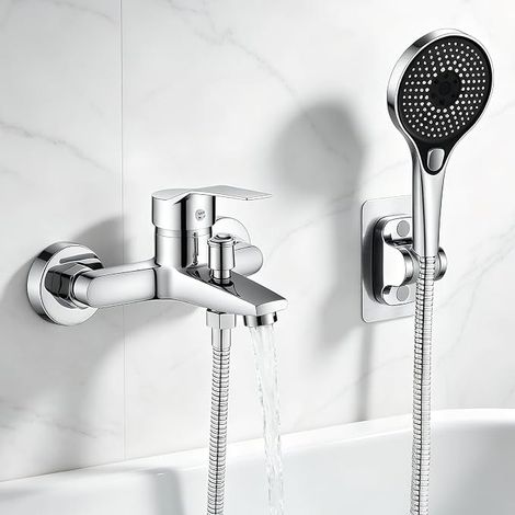Bath Mixer Tap with Shower Head, Bath Mixer Tap with 3 Functions in Brass, Bath Faucet with Shower Head and 1.5 m Hose for Bathroom (1/5)