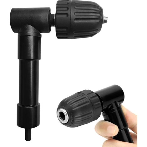 Winkelbohrer mit Schnellspannfutter 0,8–10 mm, 90° rechtwinkliger Bohreradapter, Winkelbohrer für Akkuschrauber (Farbe: Schwarz)
