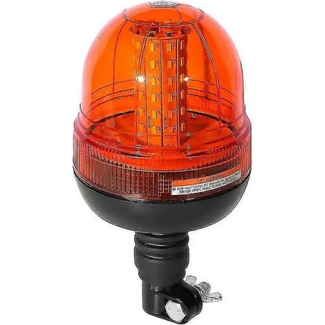 Gyrophare 60 LED Ambre, feu clignotant homologué pour la signalisation routière, étanche à l'eau et à la poussière, pour tracteurs, camions et voitures (1 pièce, multi-feux). (1/5)