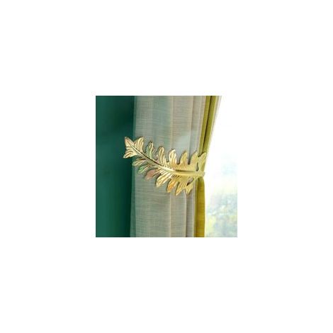 Vorhang-Raffhalter, breit, Antik-Blatt-Design, Vorhang-Halterungen, U-Form, Vorhang-Raffhalter, Gardinenhalter, hinterer Clip, Metallhaken für Schlafzimmer, Wohnzimmer – 1 Paar – Gold