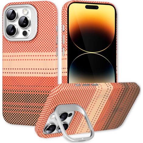 Funda para iPhone 14 Pro Max, con soporte integrado, compatible con MagSafe, color naranja atardecer. (1/5)