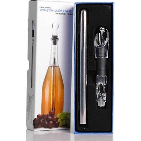Refroidisseur de vin 3 en 1 avec aérateur et verseur, en acier inoxydable, compatible avec les vins rouges et les champagnes, pour bar à champagne - FM-AquaForge