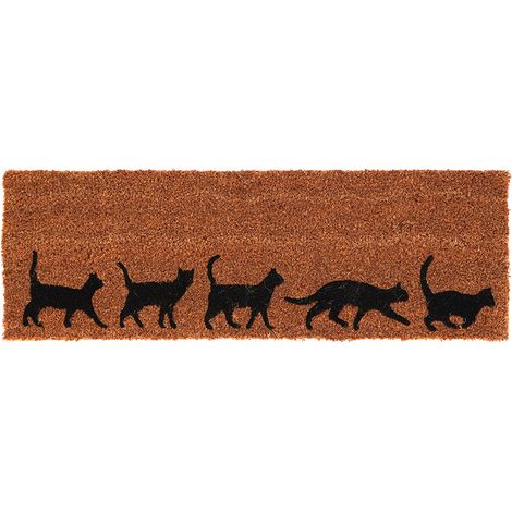Paillasson à imprimé chats en fibre de coco - Marron/Noir - L 75,1 x l 25,5 cm - Livraison gratuite (1/5)