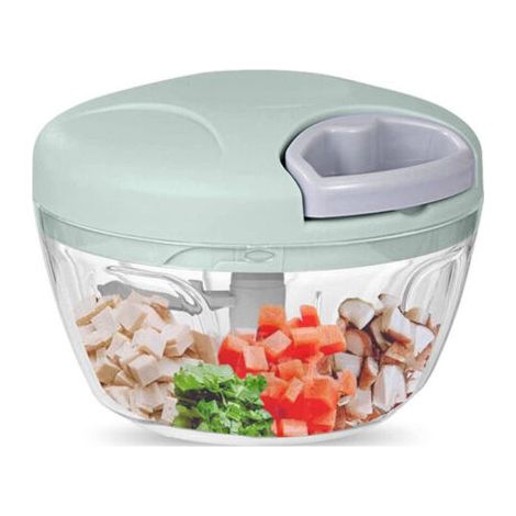 Pair Hachoir manuel à corde pour légumes, coloris vert, double bol 500 ml et 900 ml