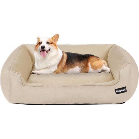 Hundebett Hundekissen Hundekörbchen L 90 x B 75 x H 25 cm Beige (1/5)