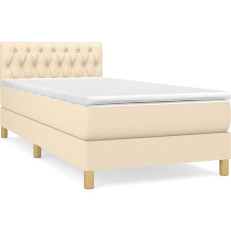 Maison Exclusive - Giroletto a Molle con Materasso Crema 90x200 cm inTessuto
