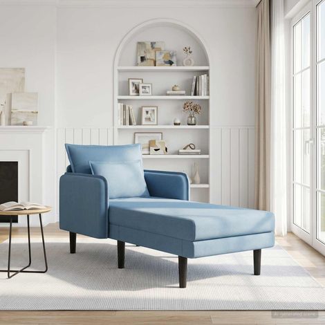 vidaXL Chaise longue de gran tamaño Azul Tela de pana (1/4)