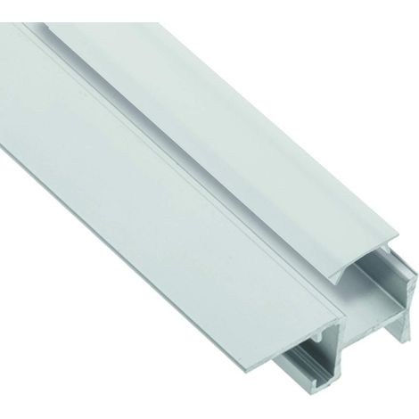 LED Profil-49 für Glasplatten 8 - 12 mm Stärke 2 m mit opaler Abdeckung für drei LED Streifen