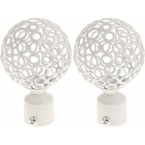 2pcs Embout Tringle à Rideaux 28mm Blanc, Paire Embout De Tringle à Rideau Draperie Rail PôLe TêTe Pour DéCoration Tringle à Rideau (1/5)