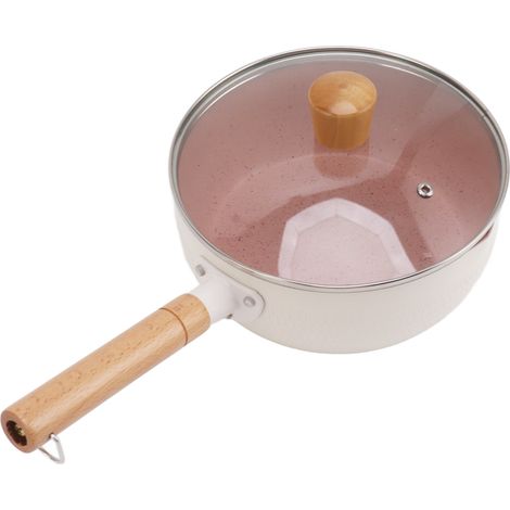 Casserole antiadhésive avec couvercle blanc, petite casserole pour bébé, cuisine maison, nouilles instantanées, soupe, lait, 22 cm (1/5)