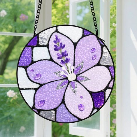 Suspension en vitrail - Attrape-soleil coloré en verre unique, décoration intérieure élégante, cadeau Fête des Mères pour femme, homme, sœur 9cm (1/5)