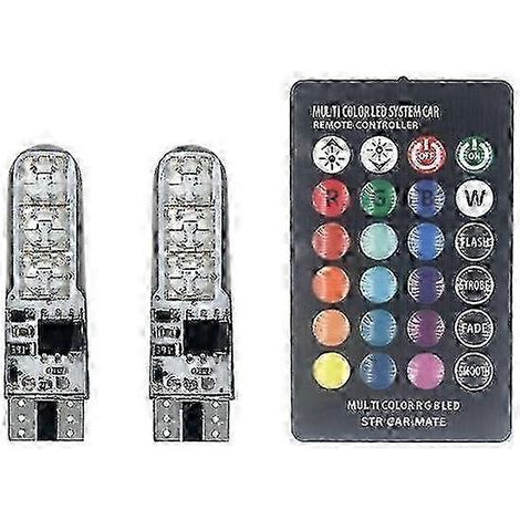 Ampoule LED RGB T10 W5W Canbus 194 168 5050SMD pour plafonnier, liseuse, voiture, avec télécommande (1/5)